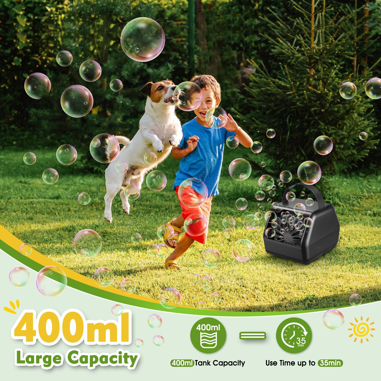 NAUQUOHZ bubble machine on table during a party creates a playful vibe.