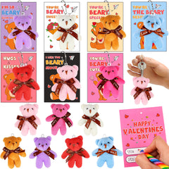 NAWITDA mini plush bear keychains in cheerful colors for classroom exchanges