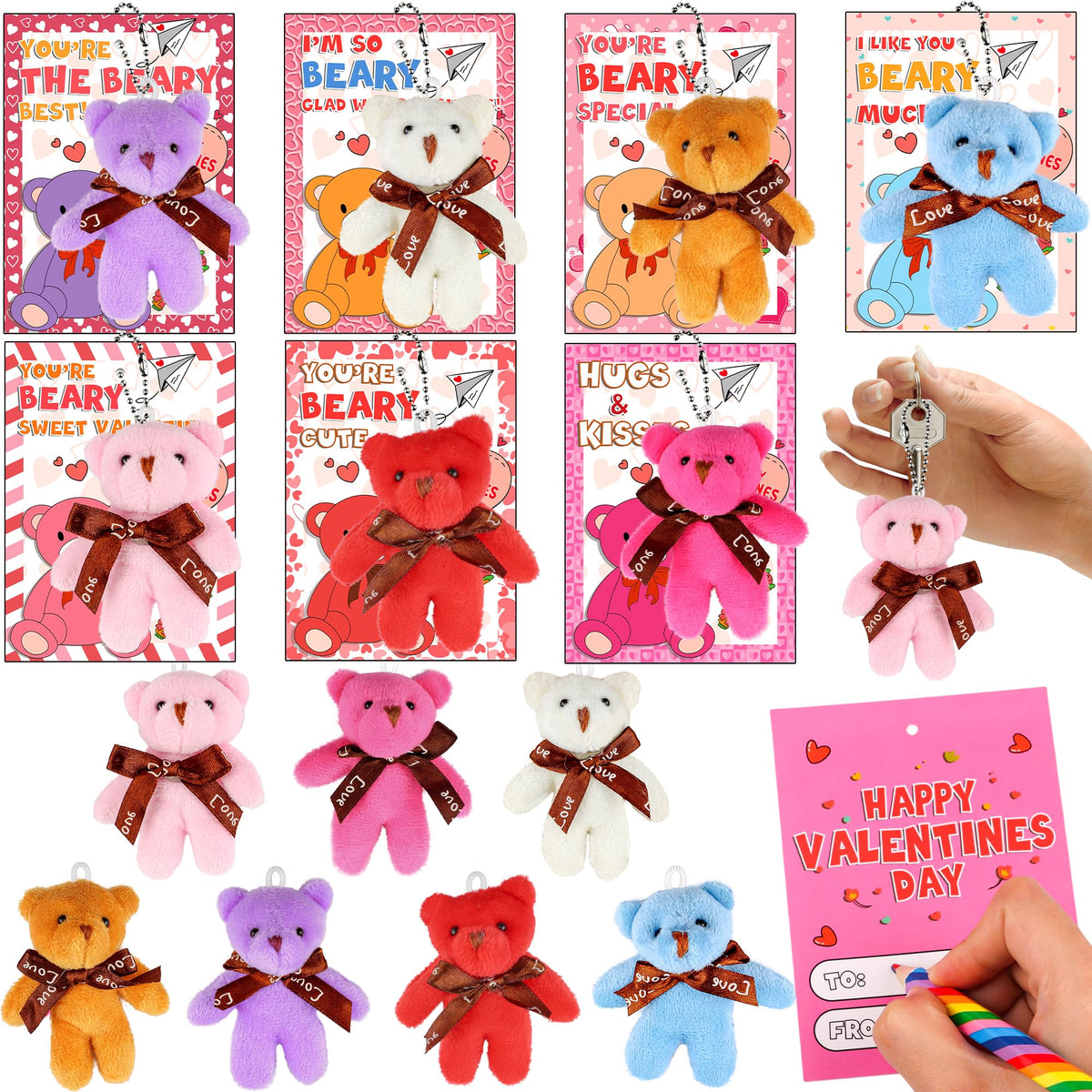 NAWITDA Valentines cards with bear designs for playful classroom exchanges.