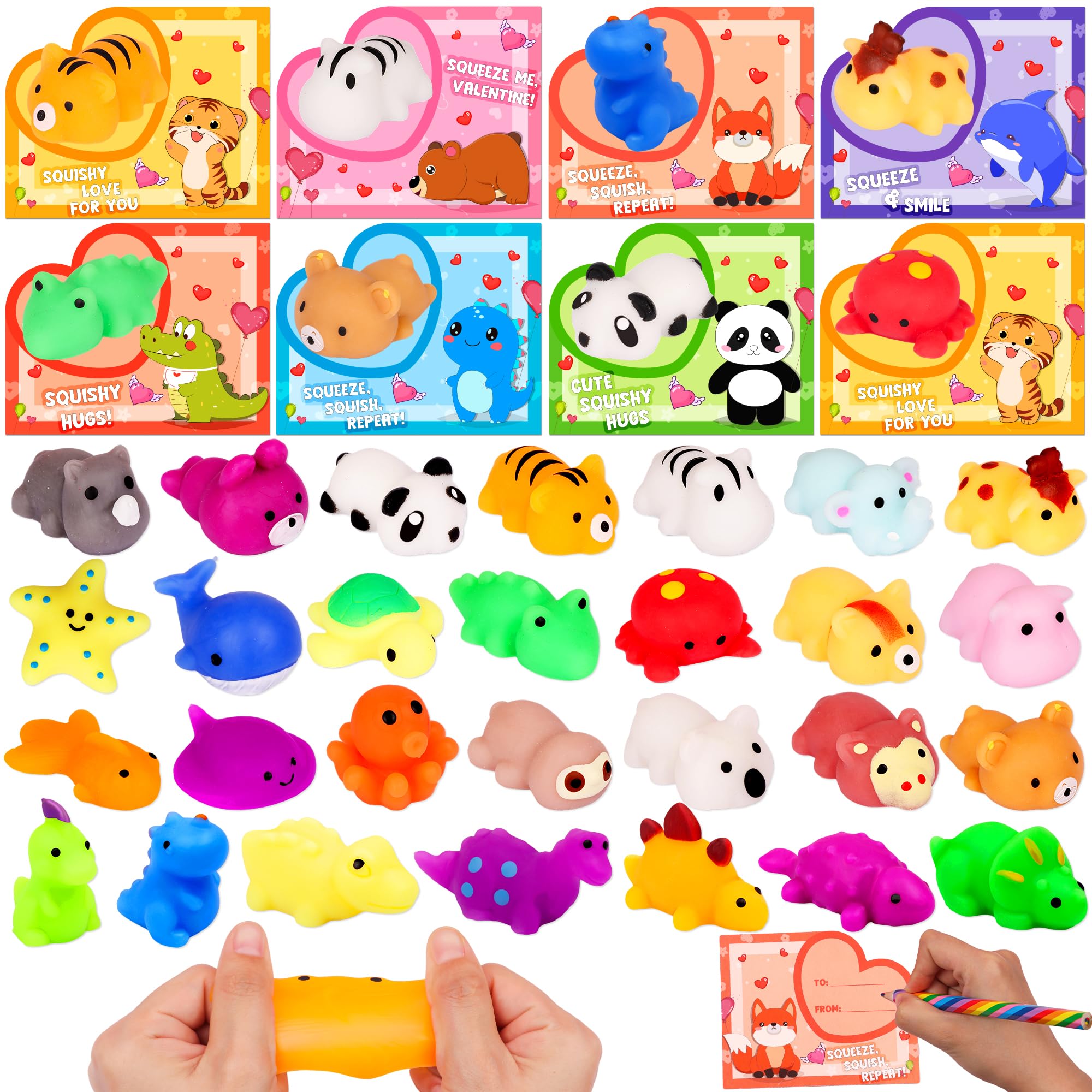 NAWITDA Valentines cards with mochi squishies pack for classroom exchanges