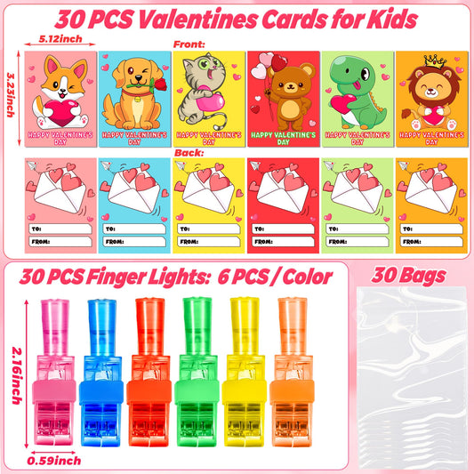 NAWITDA Valentines LED finger lights illuminate cards with six animal designs.