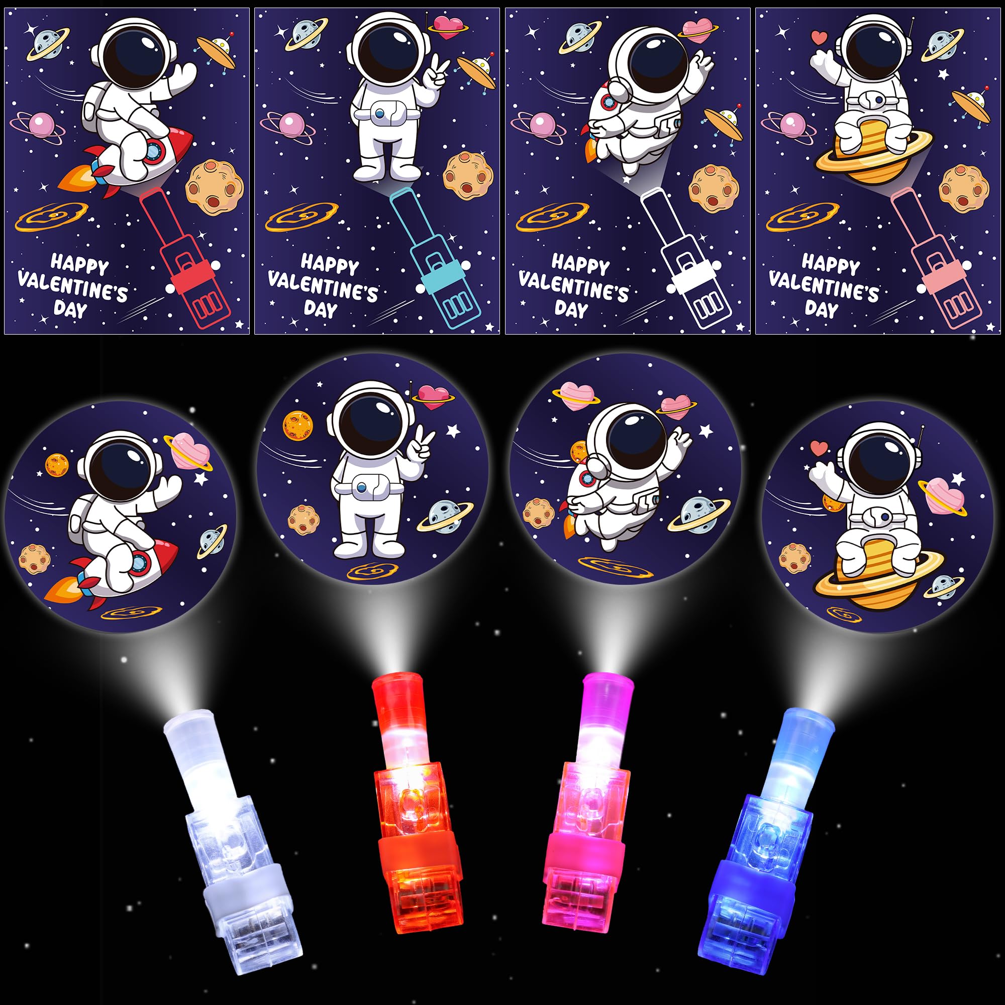 NAWITDA valentines space card with LED light for classroom celebrations.