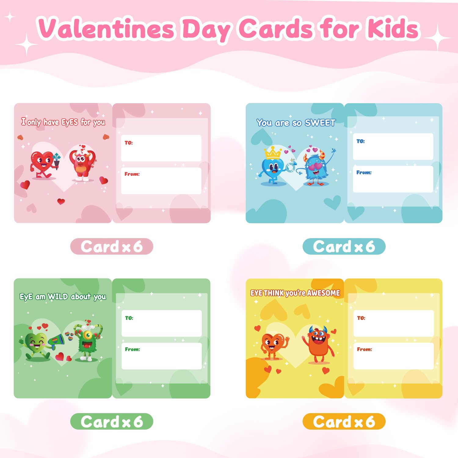 NAXYAN valentines cards designs showcase four playful messages for classmates