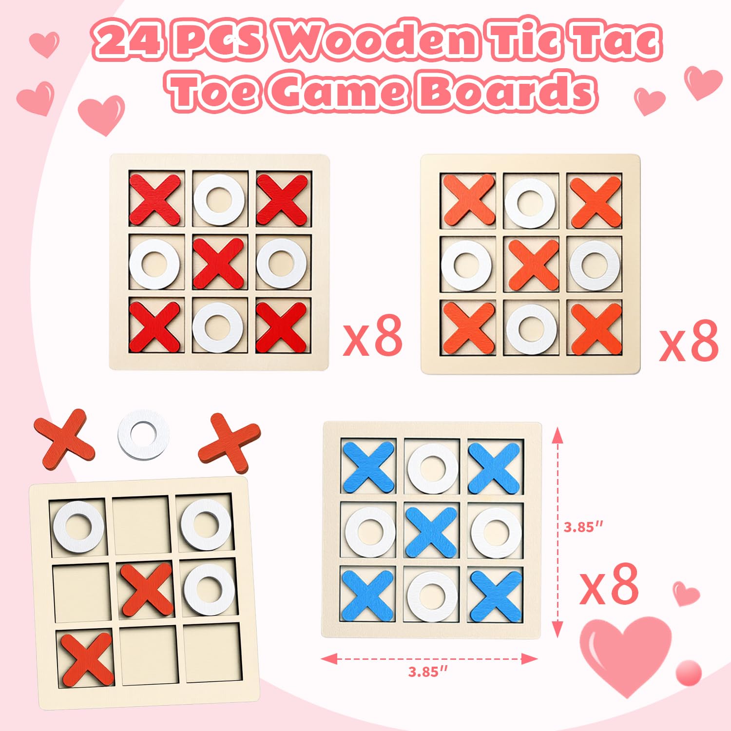 NAXYAN wooden tic tac toe pieces for durable play.
