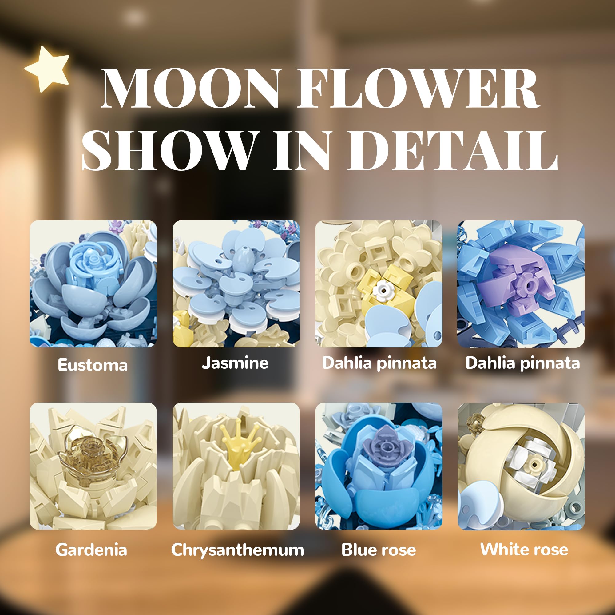 Nayihoop Moon Flower set peonies adds lush visuals to living spaces.
