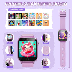 NBKLS Kids Smart Watch learning cards highlight letters and animals for early education.