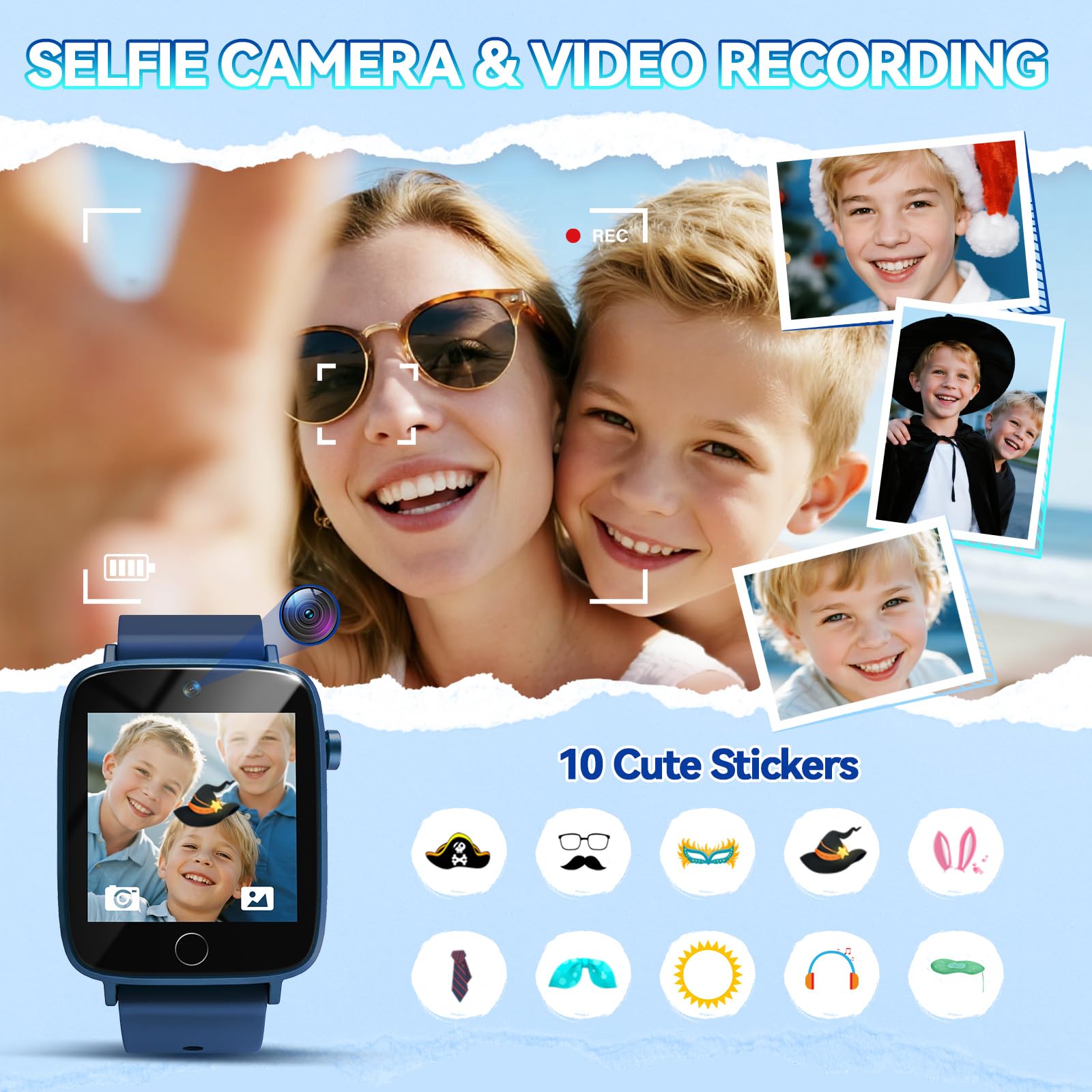 NBKLS Kids Smart Watch touch screen close-up with clear color display