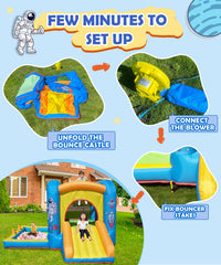 NBSPORT bounce house 350W blower image emphasizing easy inflation