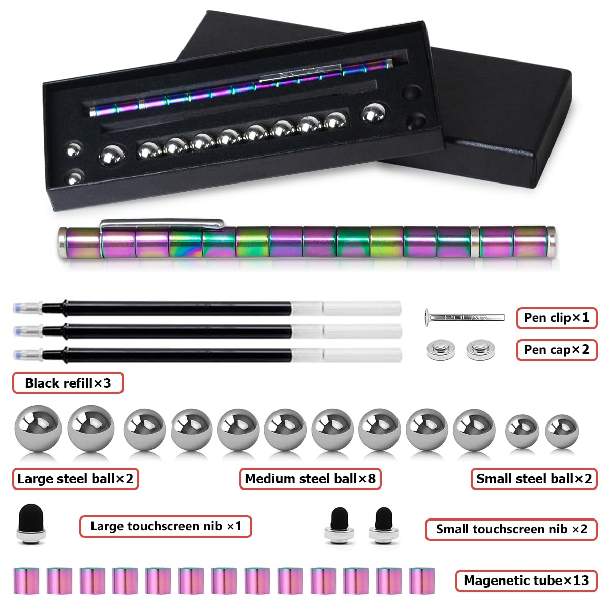 NBZXSYMAG Fidget Pen steel balls promote dexterity during creativity.