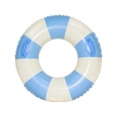 N/C large swim ring with handles, blue striped design for safe lounging.