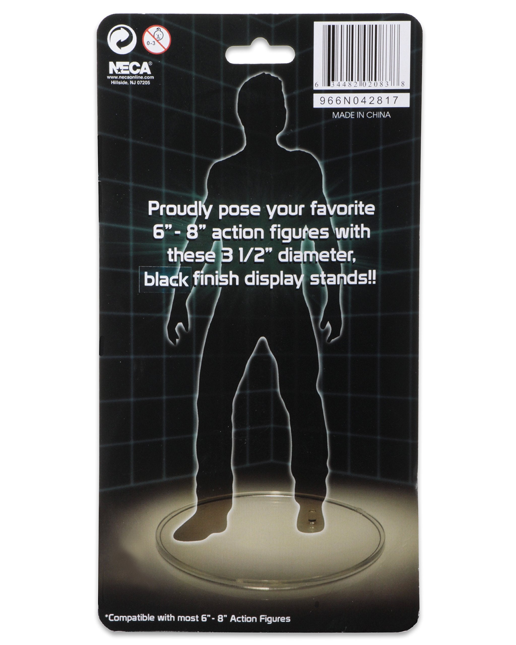 NECA black figure display stand 10-pack side view for stable posing.