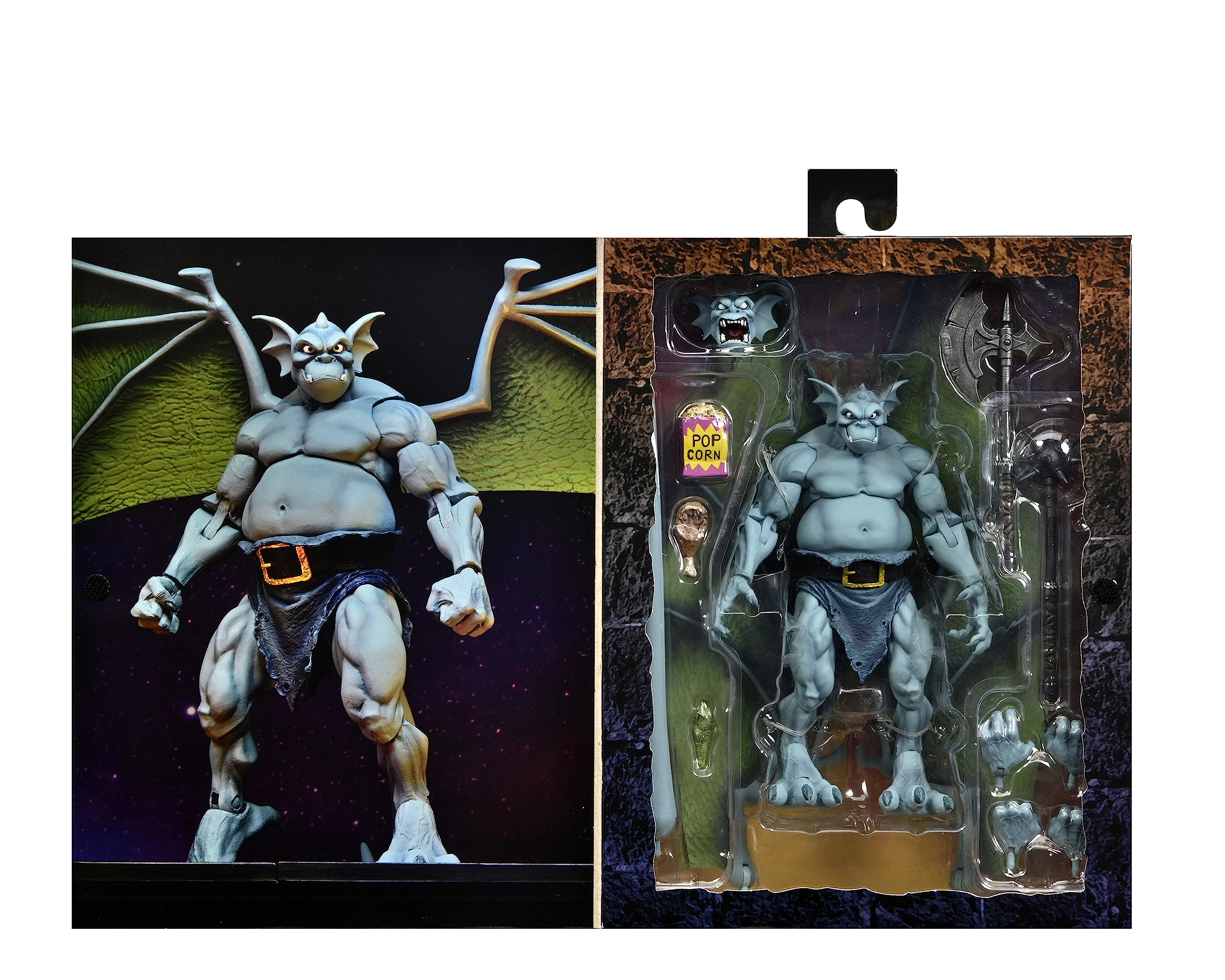 NECA Gargoyles Broadway 7-Inch Figure includes axe and mace for dramatic display setups.