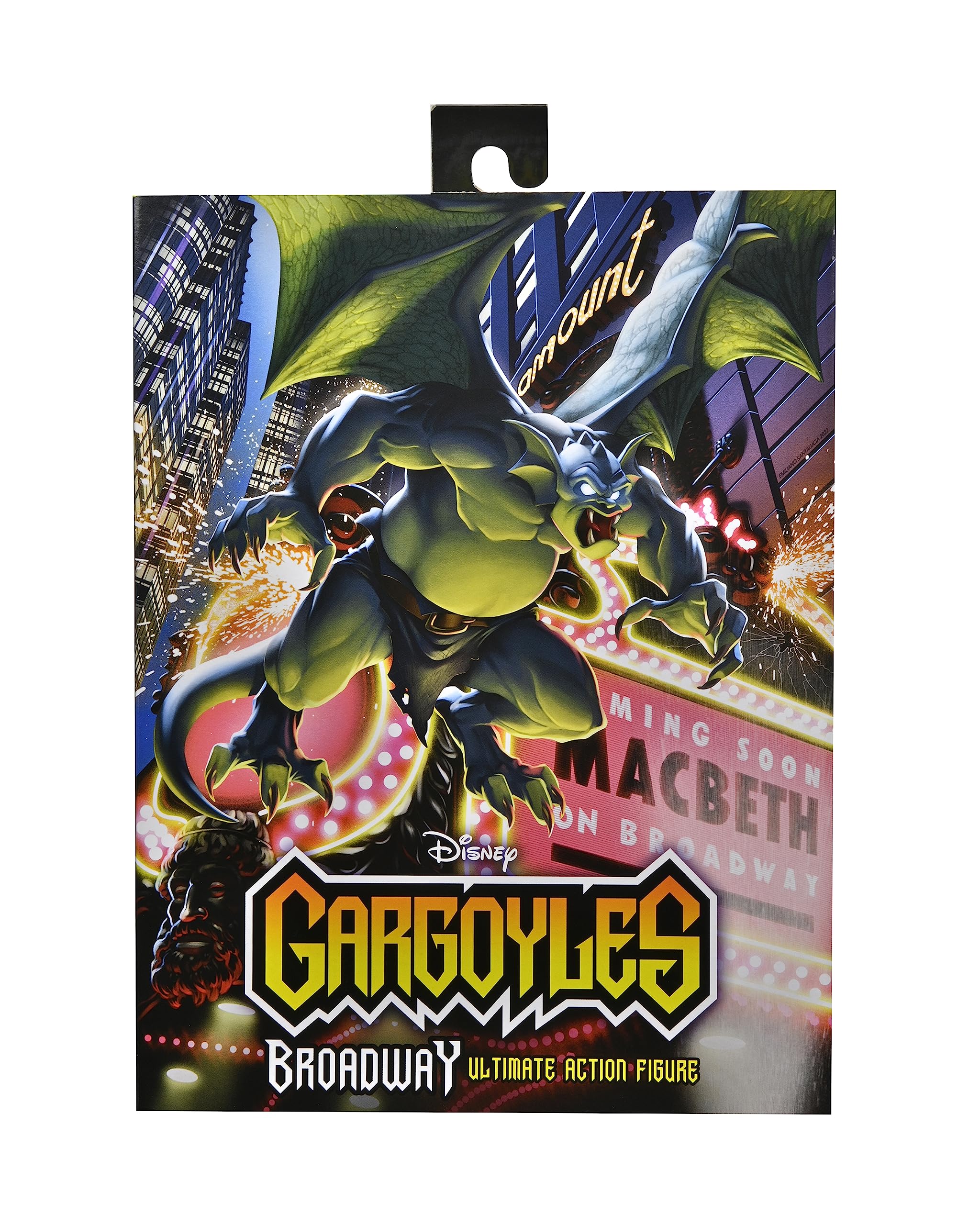 NECA Gargoyles Broadway 7-Inch Figure interchangeable heads and hands for versatility.
