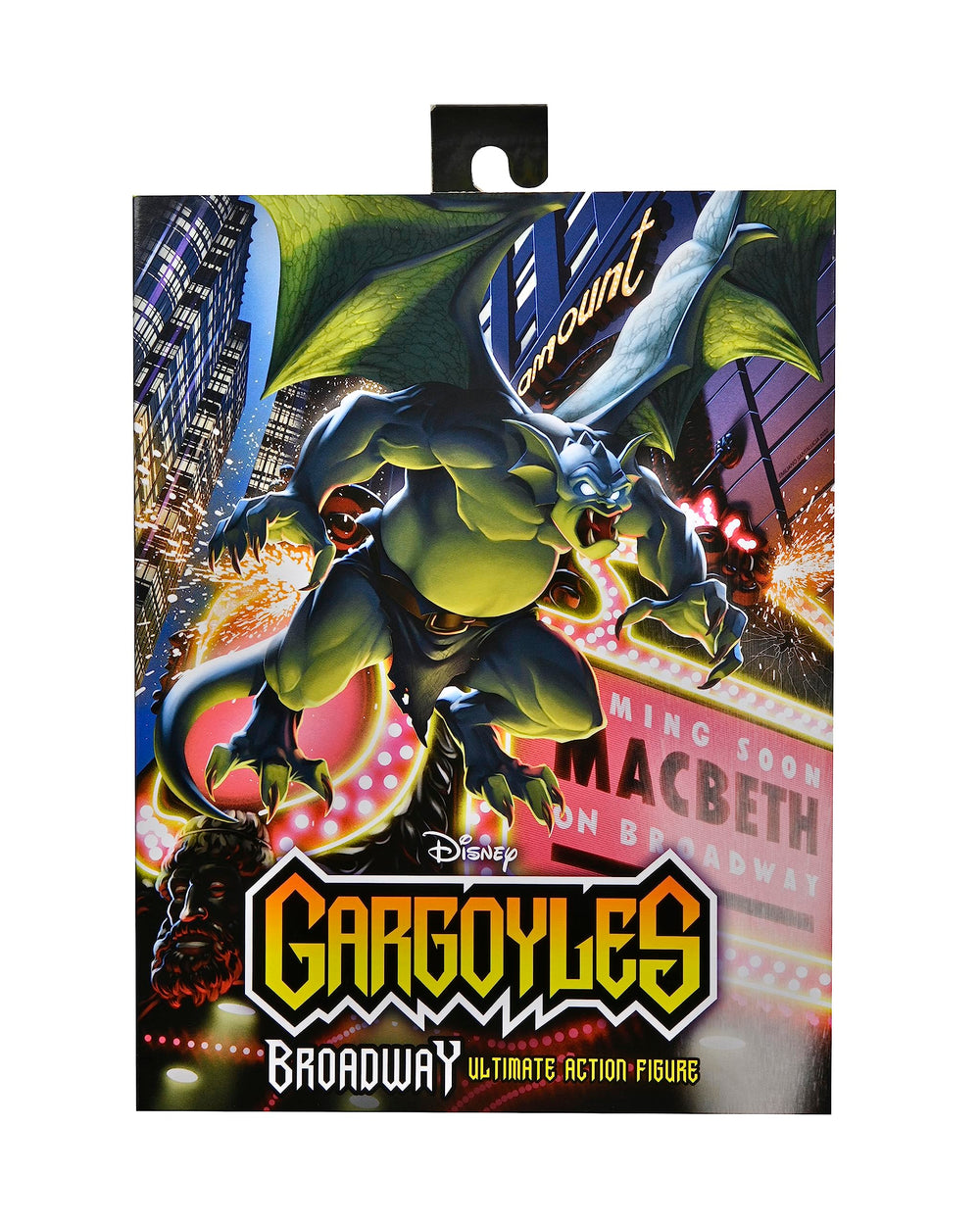 NECA Gargoyles Broadway 7-Inch Figure interchangeable heads and hands for versatility.