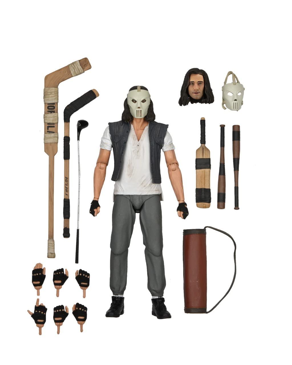 NECA Casey Jones figure front view shows iconic 1990 movie-inspired design for display and collection.