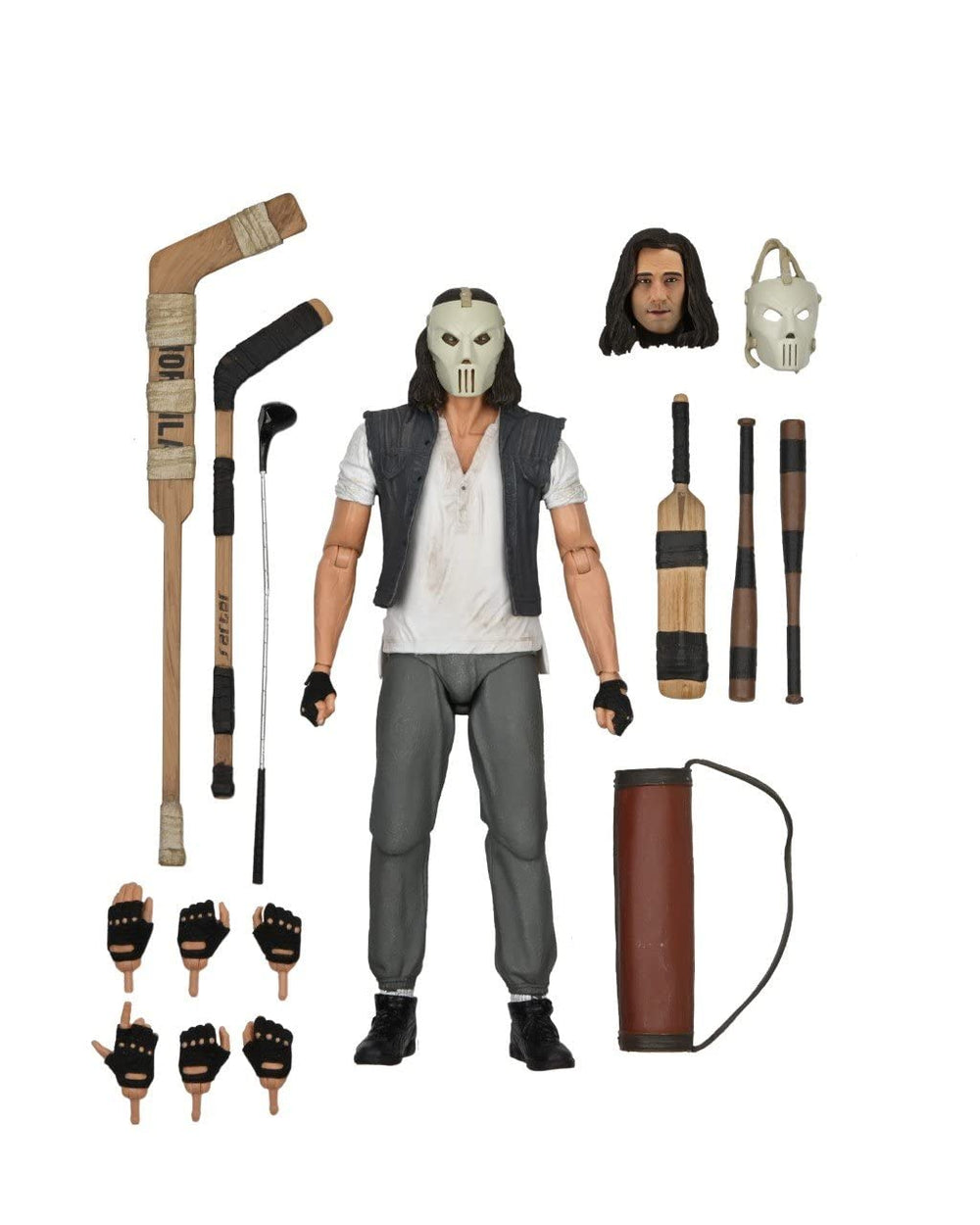 NECA Casey Jones figure front view shows iconic 1990 movie-inspired design for display and collection.