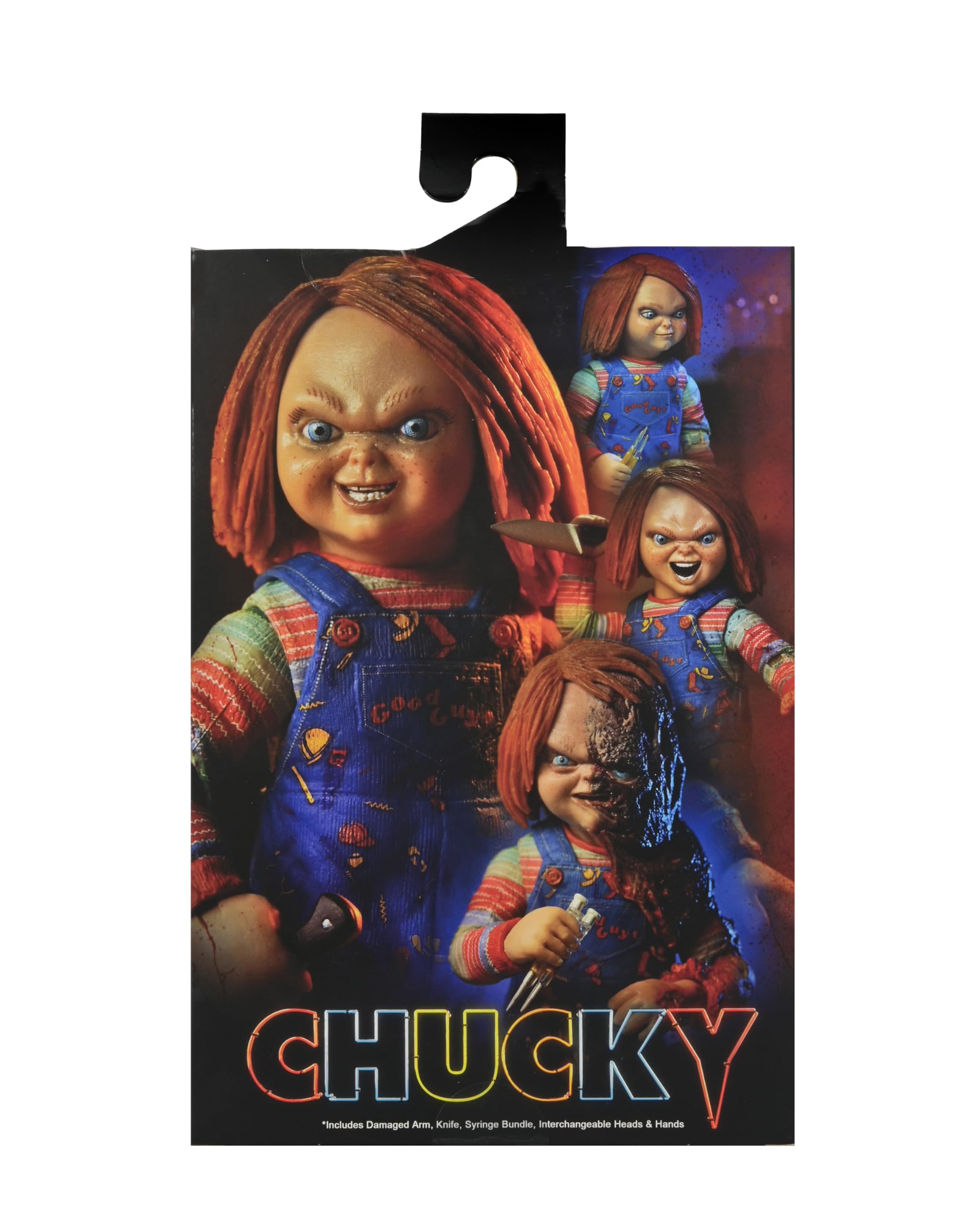 NECA Chucky four head sculpts for versatile display options and poseable storytelling.