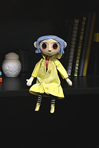 NECA Coraline doll yarn hair detail enhances authentic look.
