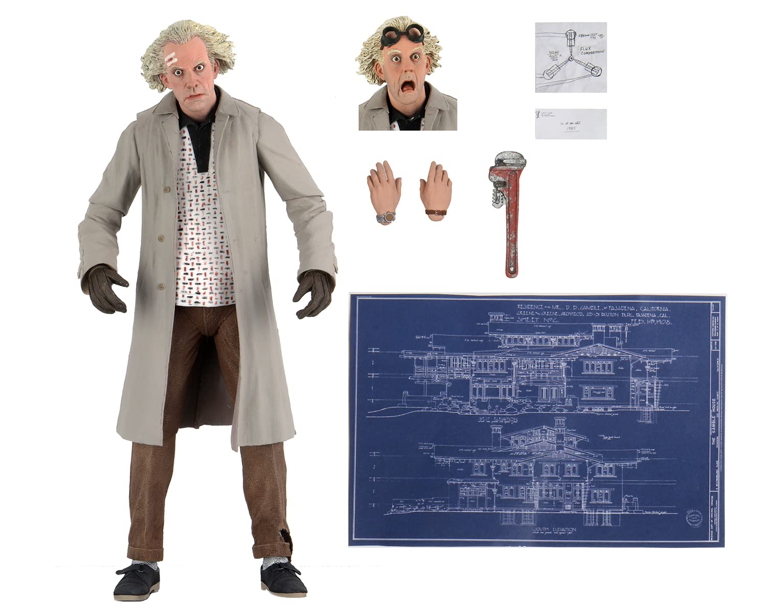 NECA Doc Brown 1955 appearance heads for versatile display options