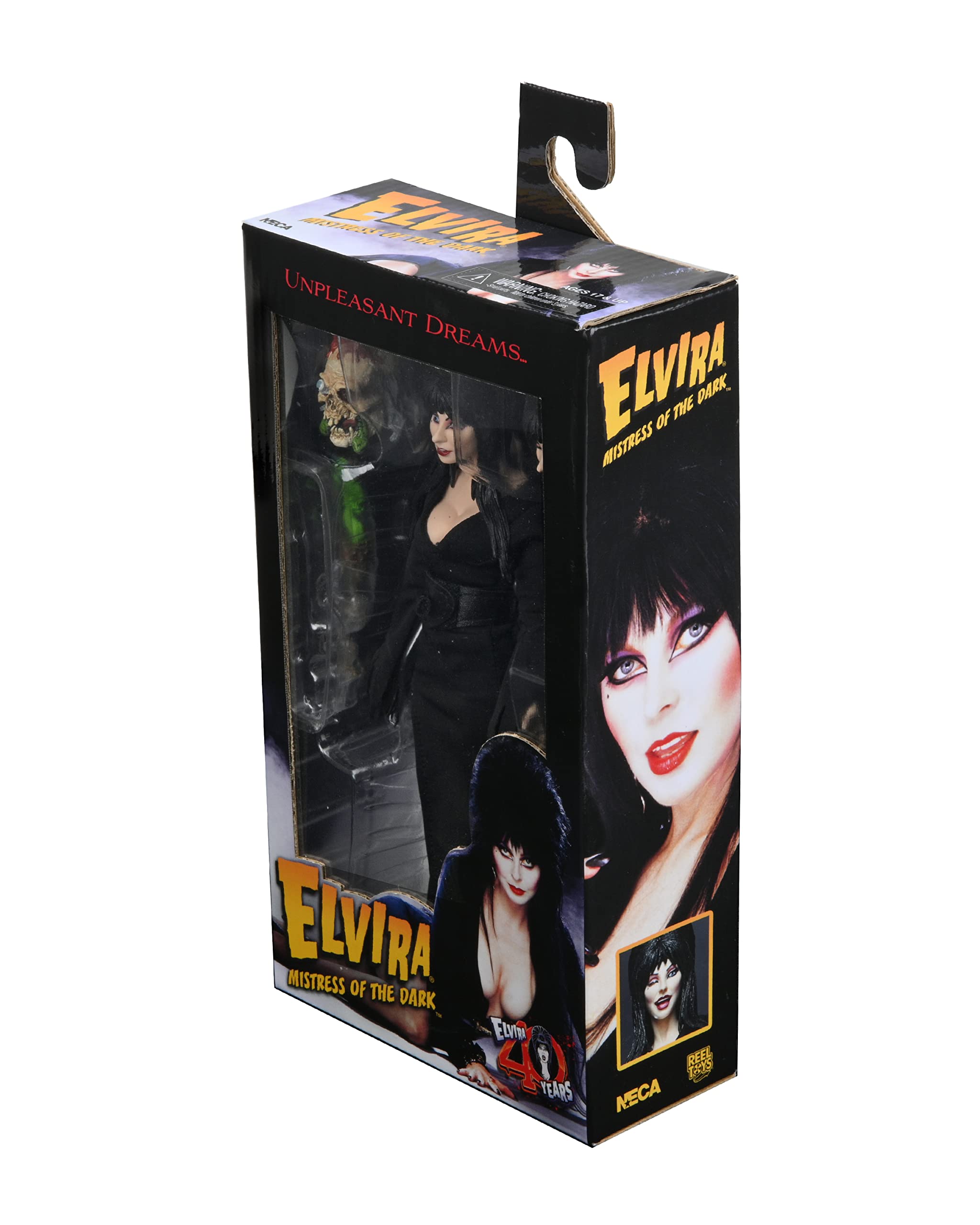 NECA Elvira 8-inch figure skull accessory adds moody horror details.