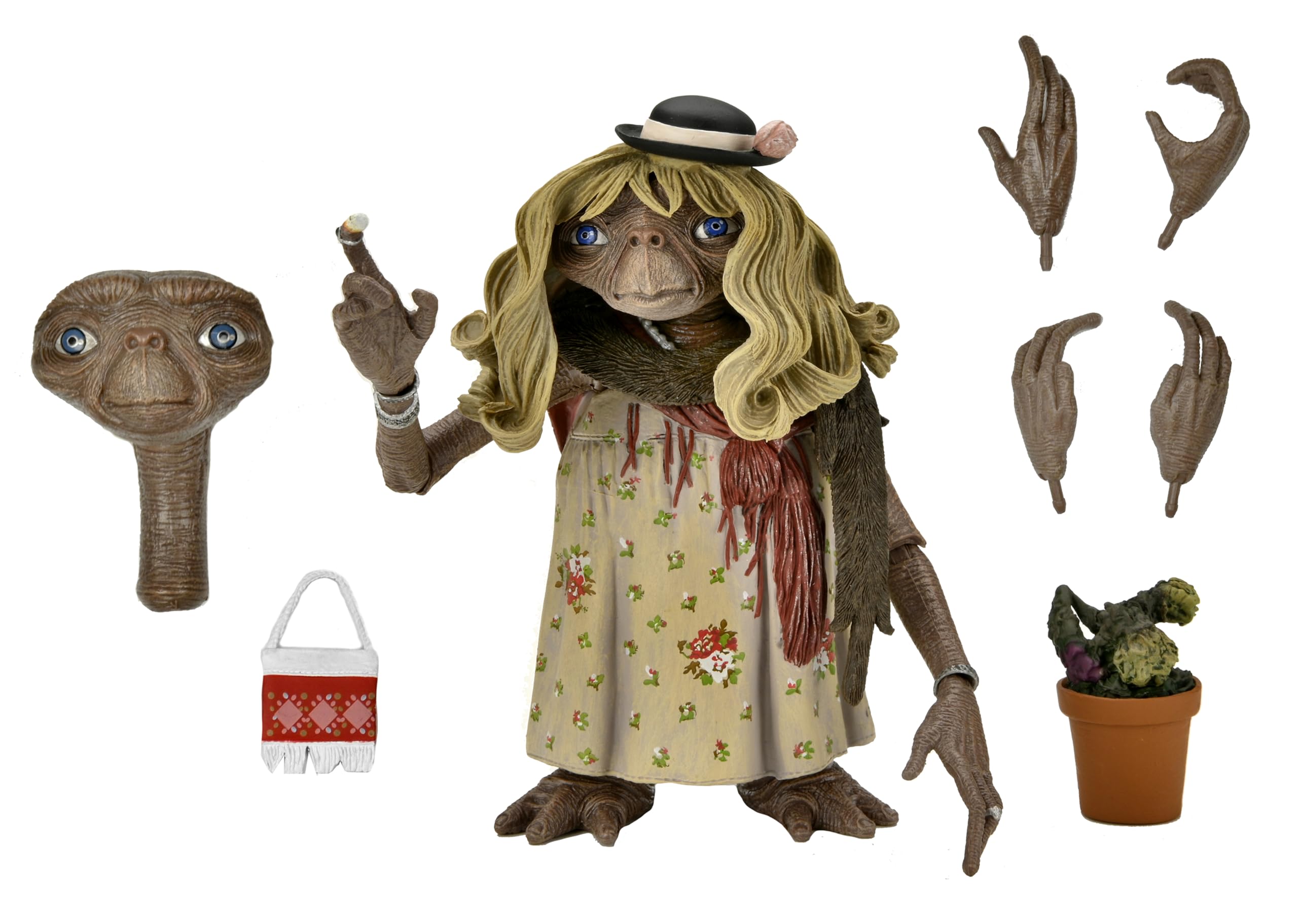 NECA E.T. dress-up figure with detailed textures for display and play.