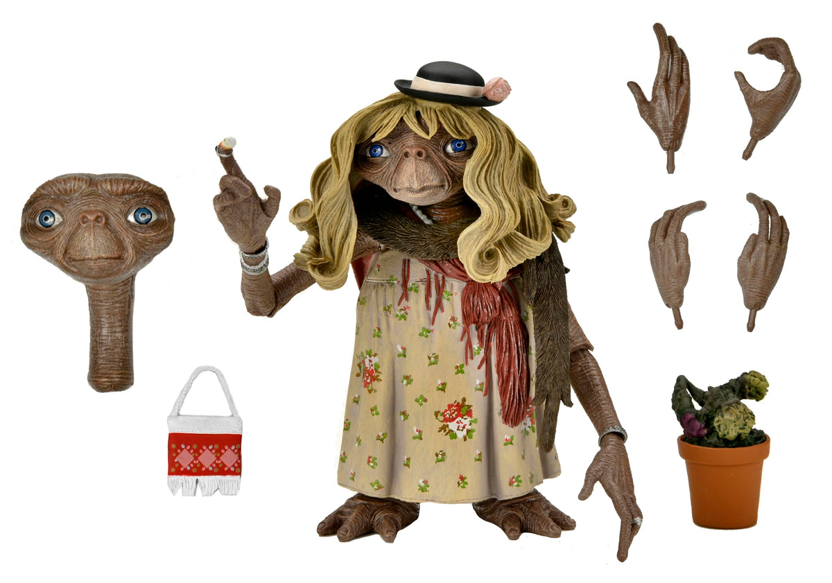 NECA E.T. dress-up figure with detailed textures for display and play.