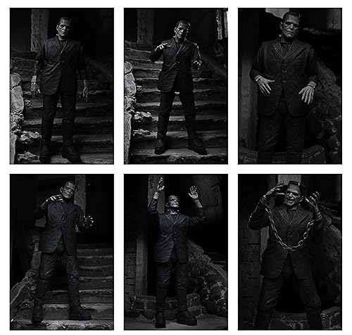 NECA Frankenstein Ultimate BW poseable figure with articulate joints for dynamic posing.