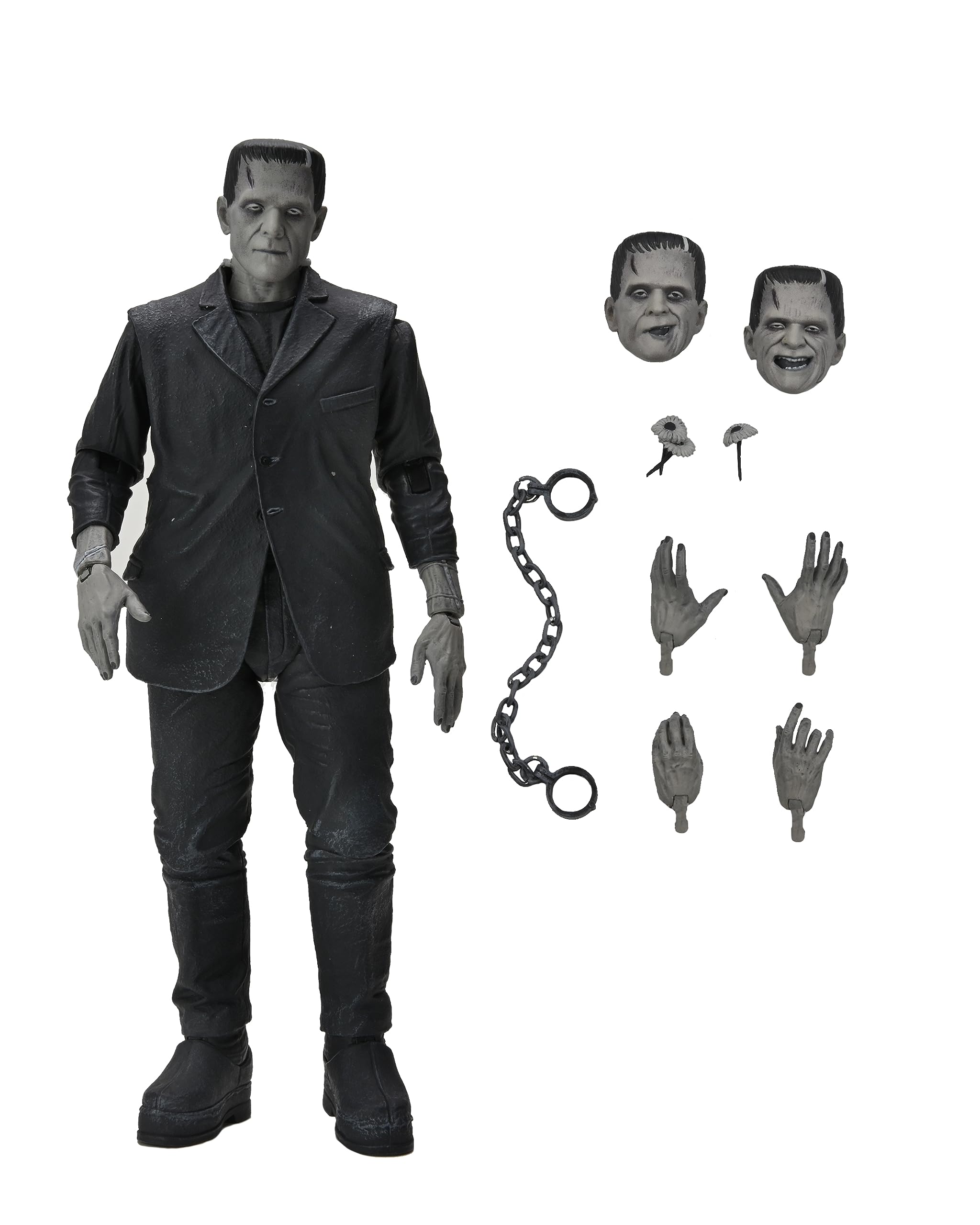 NECA Frankenstein Ultimate BW 7-inch figure, front view ideal for display collections.