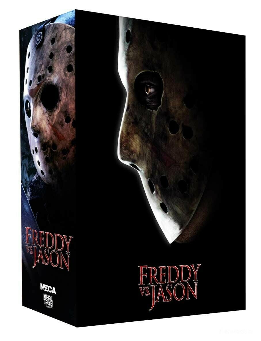 NECA Freddy vs Jason Ultimate Jason figure back view highlights detailing from behind.