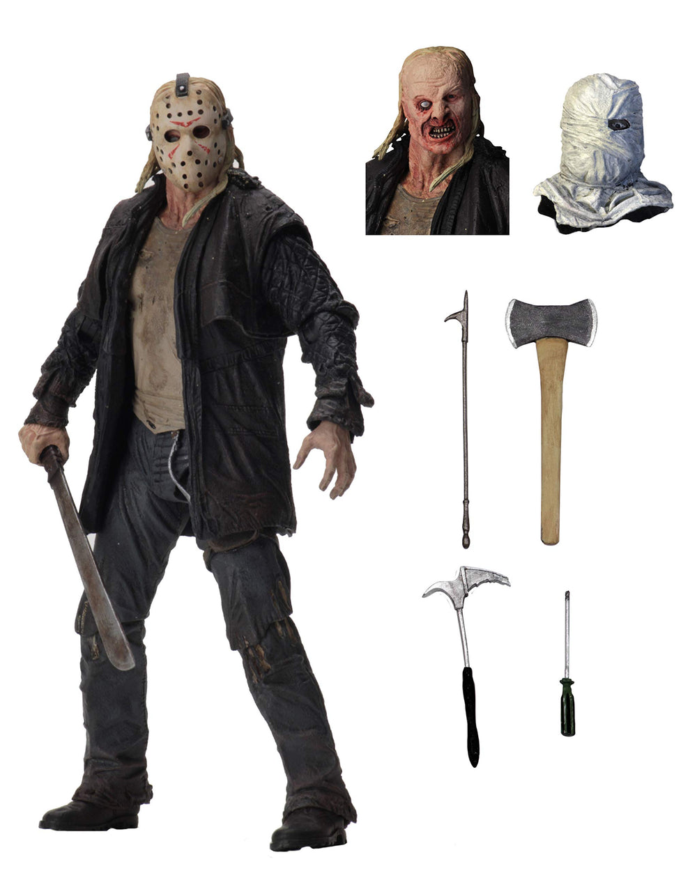 NECA Friday the 13th Jason with machete for cinematic display poses