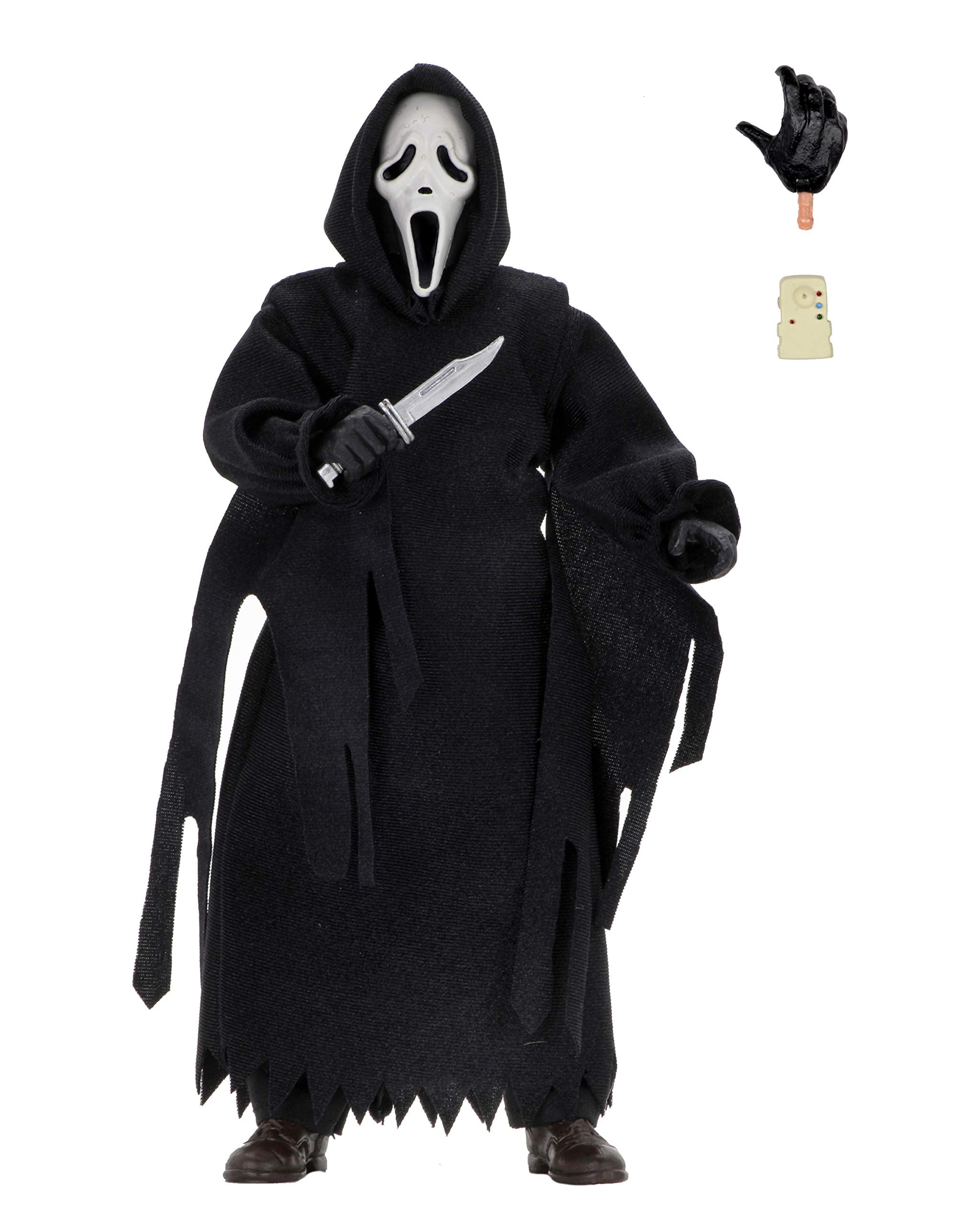 NECA Ghost Face 8in clothed figure with robe ready for display.