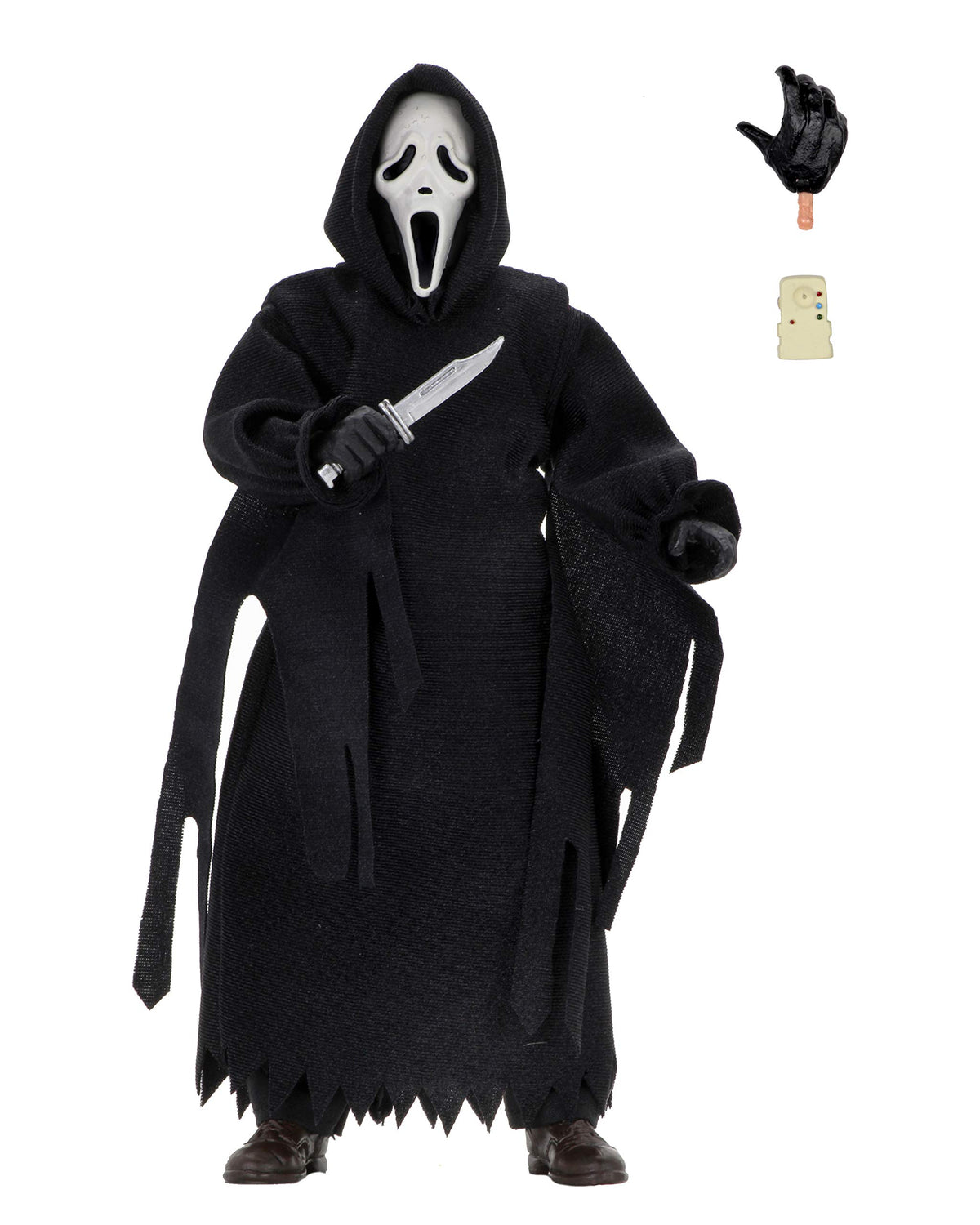 NECA Ghost Face 8in clothed figure with robe ready for display.