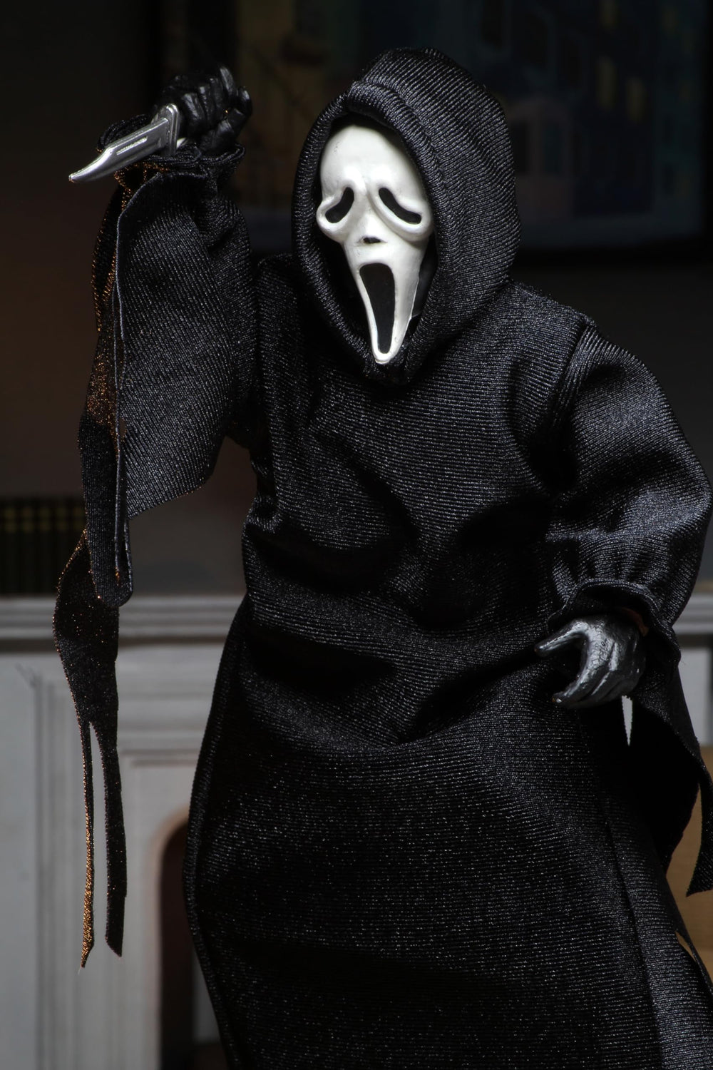 NECA Ghost Face signature knife included for authentic accessory display.