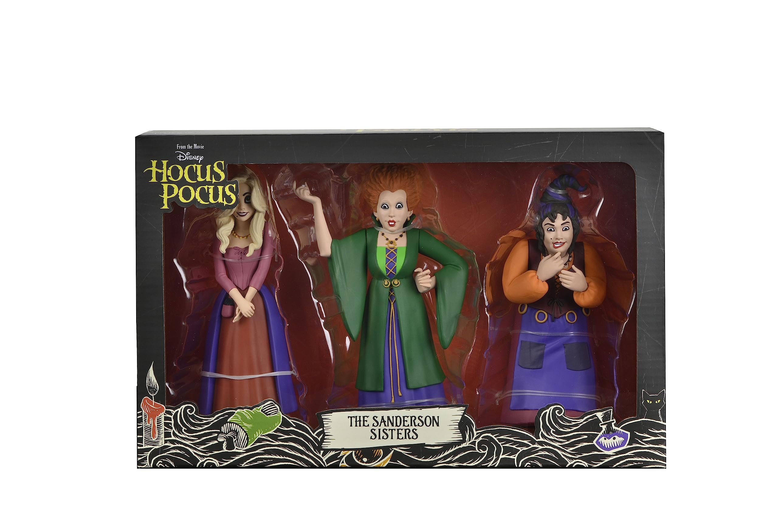 NECA Hocus Pocus Mary figure showcases bold colors for collectible setups.