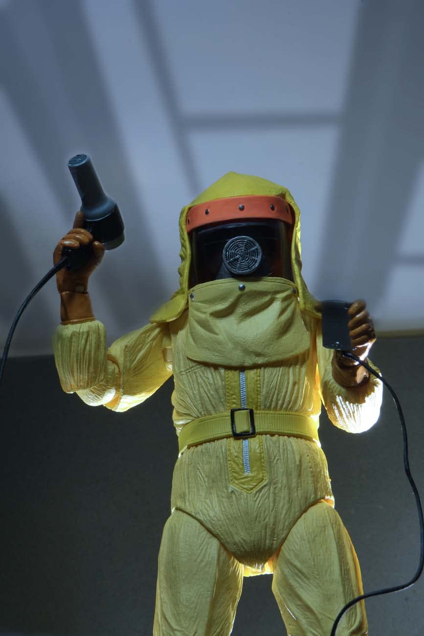 NECA Marty McFly in hazmat suit for collectible display and scene recreation.