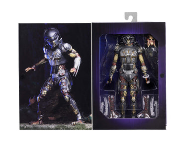 NECA Predator 2018 unmasked-head reveals intricate features for dynamic scenes.