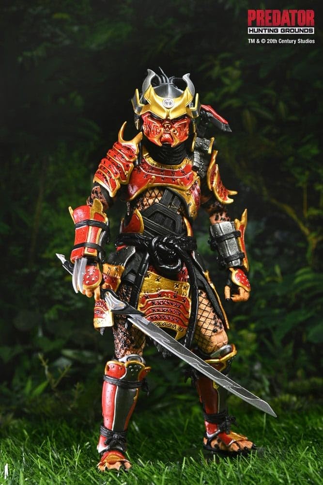 Side armor shot shows weathered plating and dynamic silhouette of the Samurai Predator.