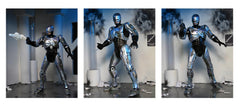 NECA Robocop premium window box with silver foil packaging.