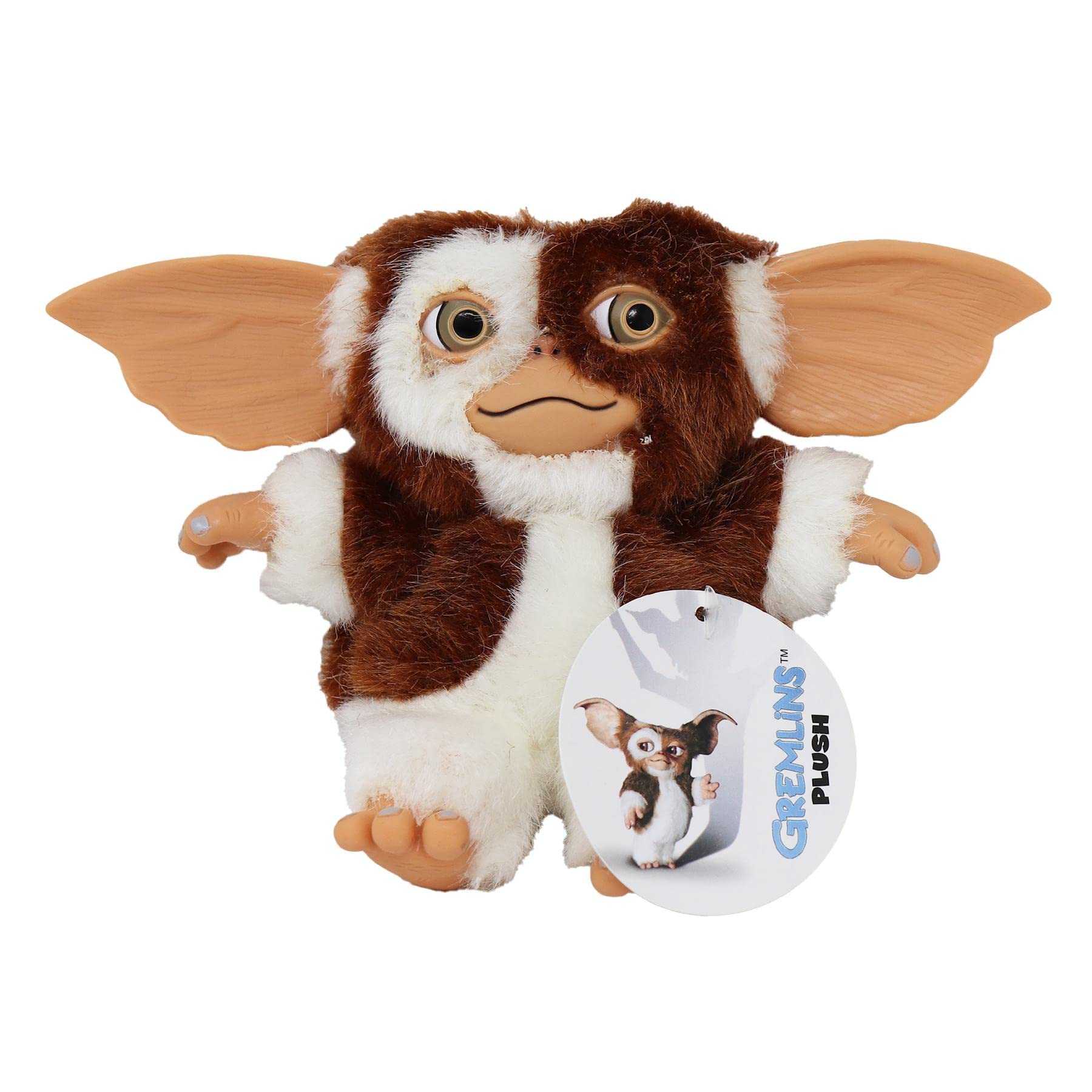 NECA Similing Gizmo plush; close-up shows soft fabric texture and stitching.