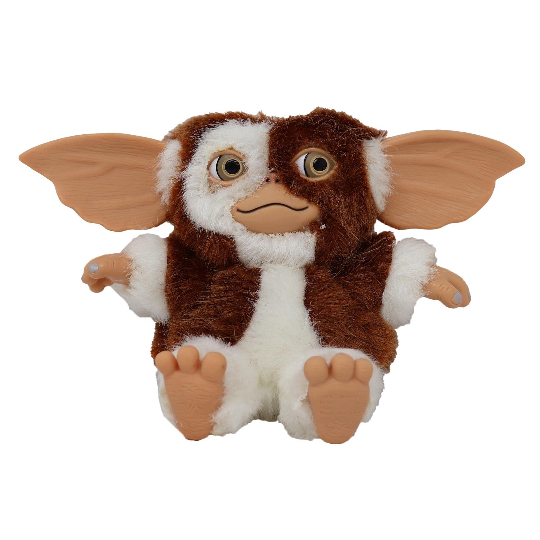 NECA Similing Gizmo plush; front view with soft multicolor fur for cuddling.