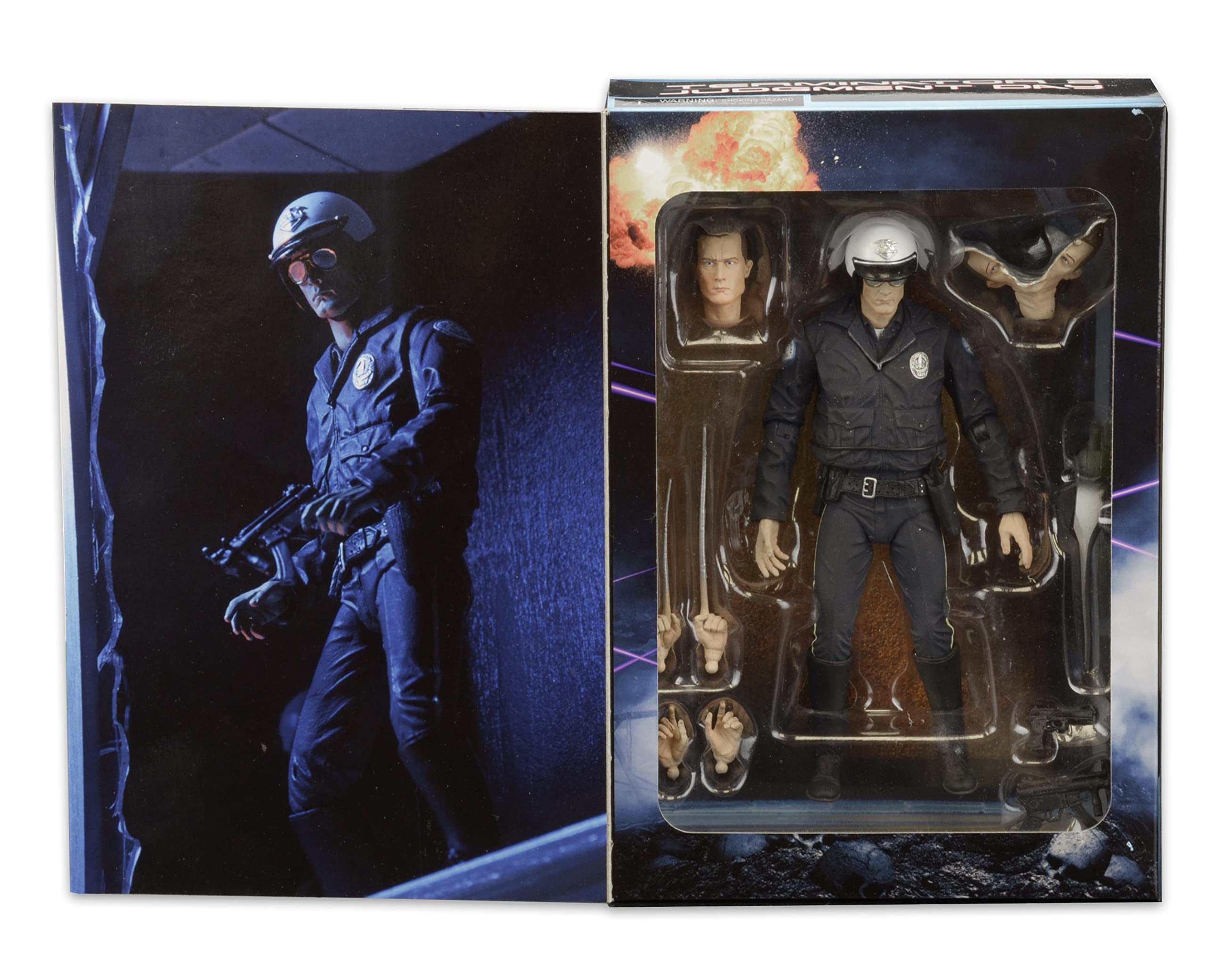 NECA T-1000 Motorcycle Cop figure interchangeable heads for versatile poses
