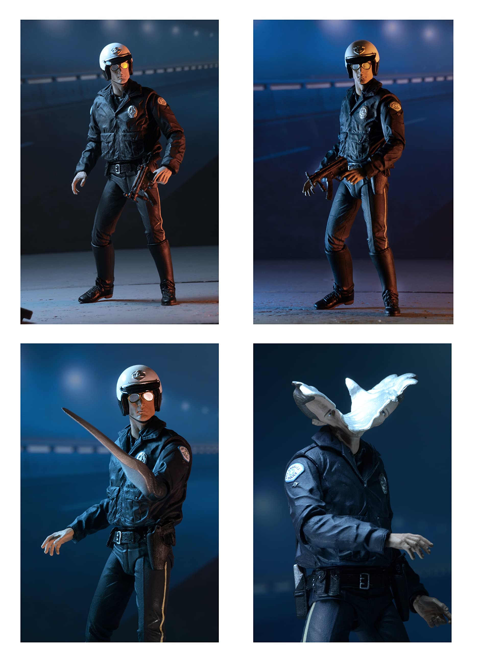 NECA T-1000 Motorcycle Cop figure with pistol and machine gun accessories