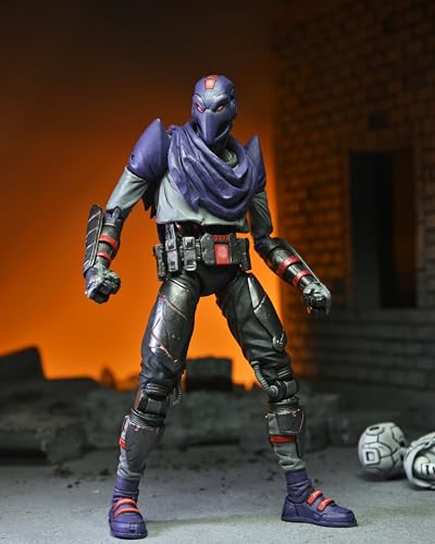 NECA TMNT Last Ronin Foot Bot articulation pose highlights flexible posing options.
