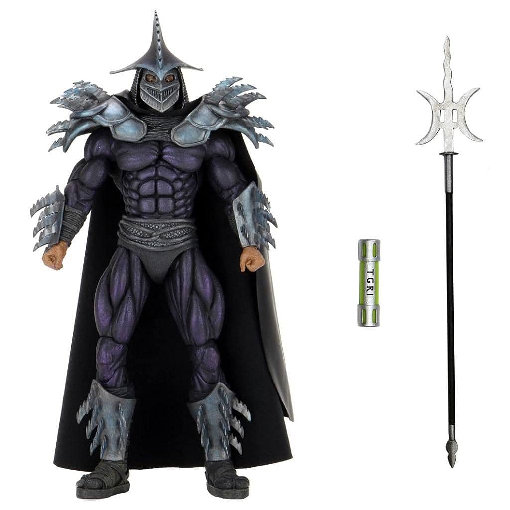 NECA TMNT Super Shredder Shadow Master fabric cape detail adds dramatic flair.