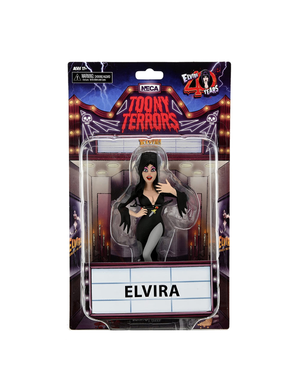 NECA Toony Terrors Elvira figure back view showing details and color