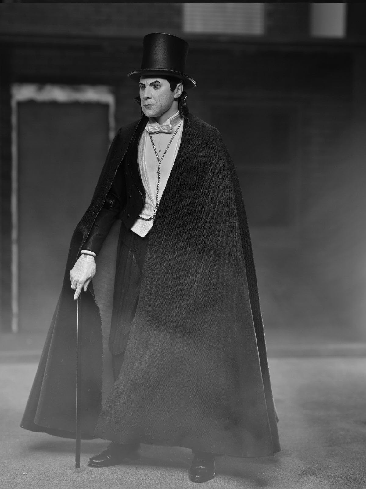 NECA Dracula Carfax Abbey accessories include hat, cane, bat, and stand.