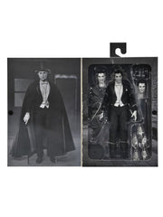 NECA Dracula Carfax Abbey packaging window box opens for easy display.