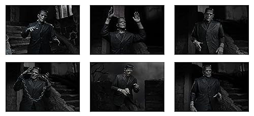 NECA Universal Monsters Frankenstein BW 7-inch figure for shelf-worthy display.