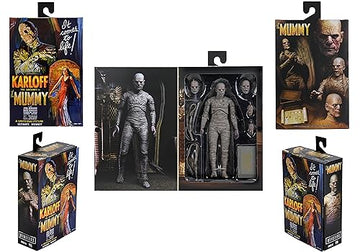NECA Mummy interchangeable heads for varied expressions on display