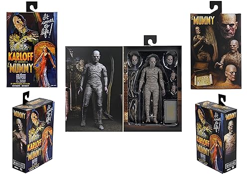 NECA Mummy interchangeable heads for varied expressions on display